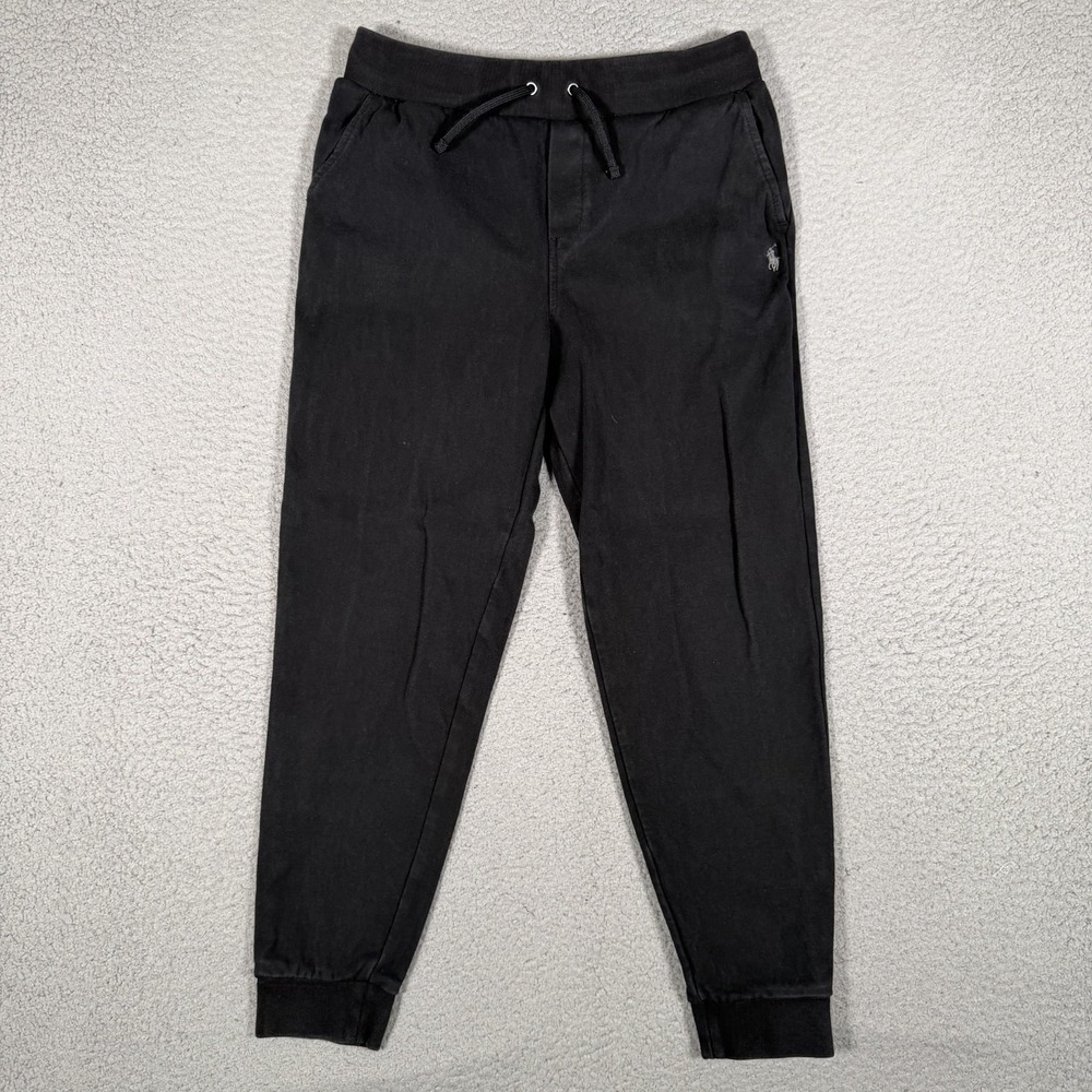 Polo Ralph Lauren Pants Youth Large Black Jogger Sweatpants Elastic Waist Logo